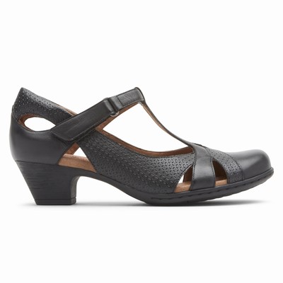 Rockport Brynn T-Strap Heels Damen Schwarz ARI-924710